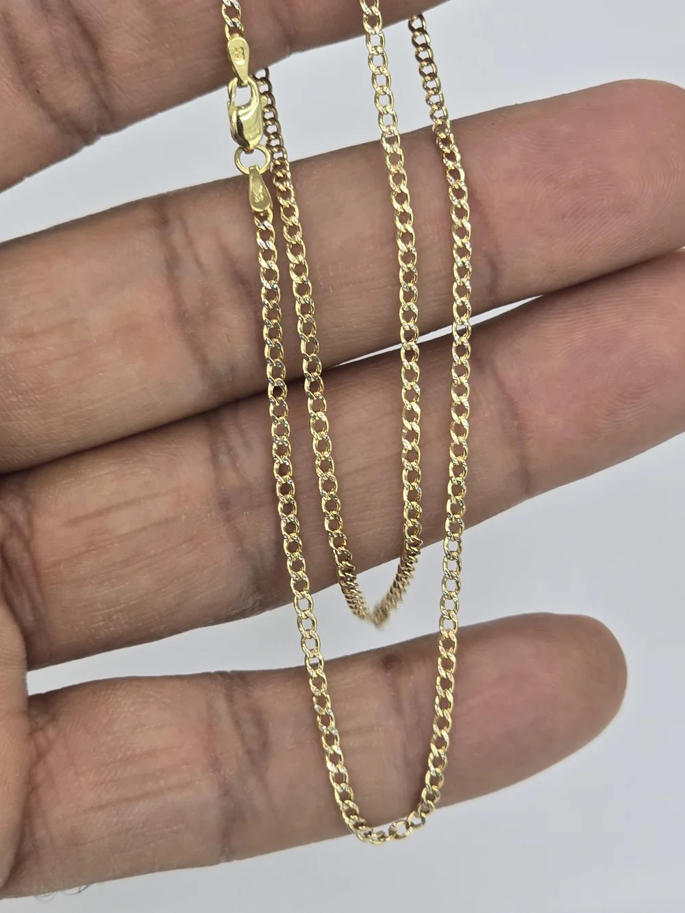 10k Real Gold Cuban Diamond Cut Chain 1.9 Mm 16 Inches
